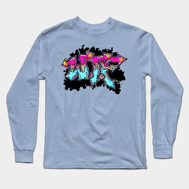 Graffiti Tag WTF by LEG Long Sleeve T-Shirt by LowEndGraphics